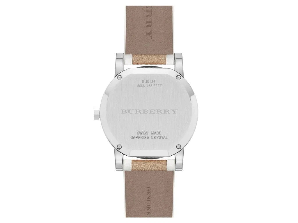 Burberry The City Silver Dial Brown Leather Strap Women's Watch BU9136