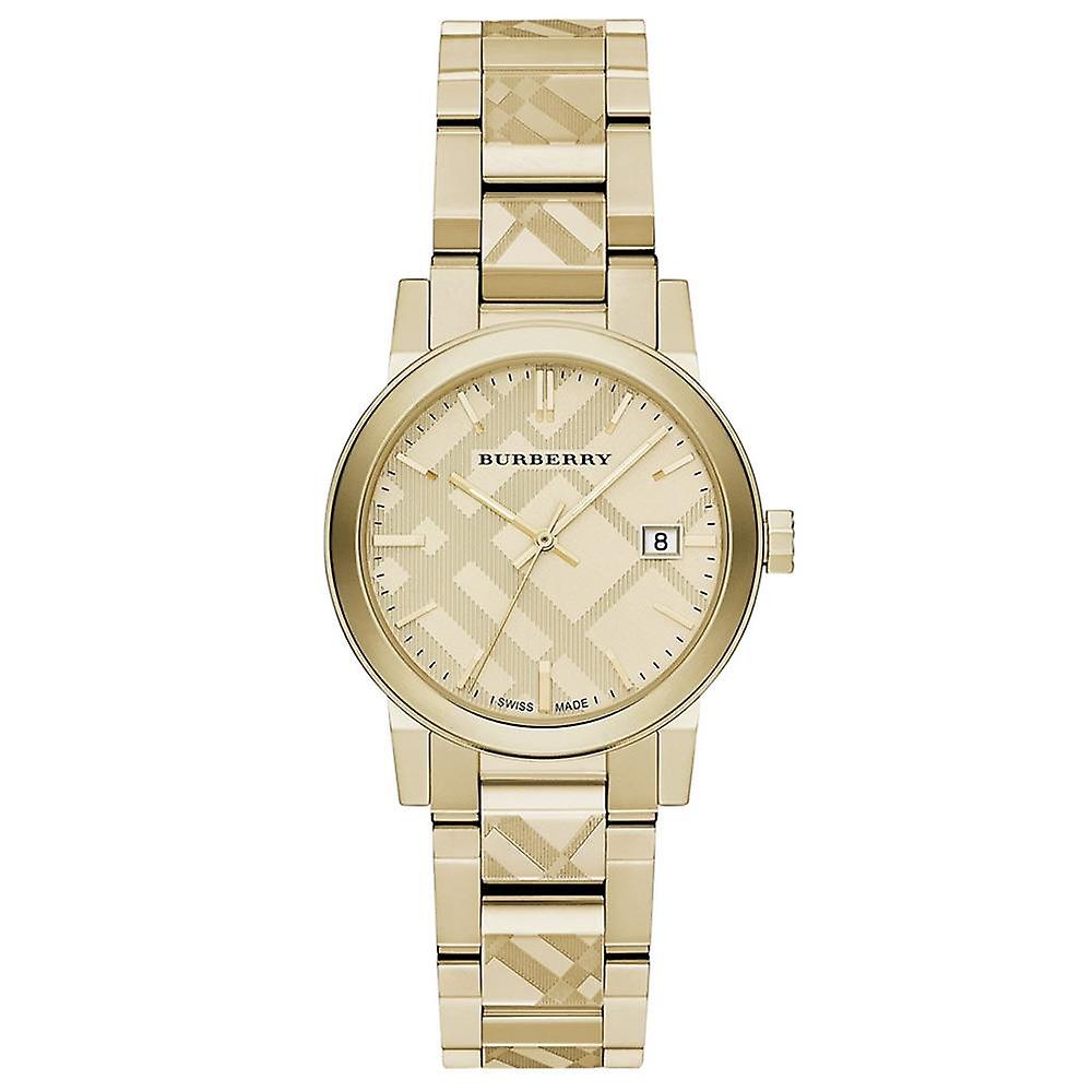 Burberry The City gold tone women's watch with patterned dial and matching bracelet
