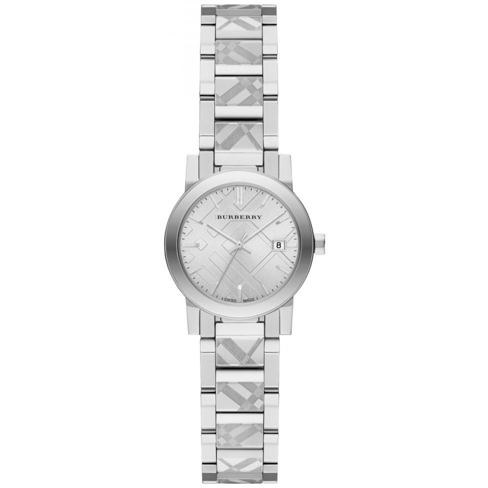 Burberry The City silver stainless steel women's watch with quilted dial and date window