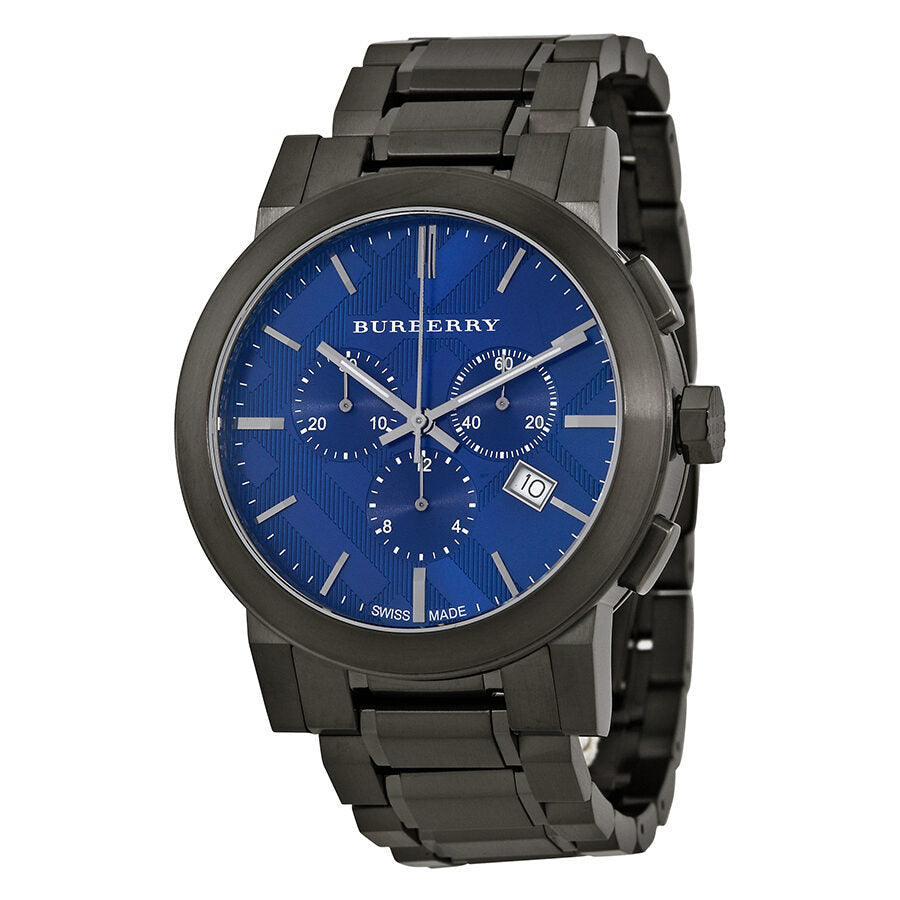 Burberry The City Chronograph Sub-Dials Blue Dial Dark Grey Ion-Plated Men's Watch BU9365