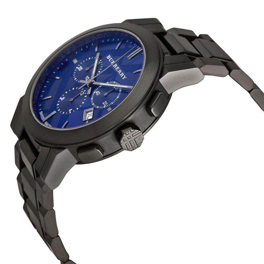 Burberry The City Chronograph Sub-Dials Blue Dial Dark Grey Ion-Plated Men's Watch BU9365