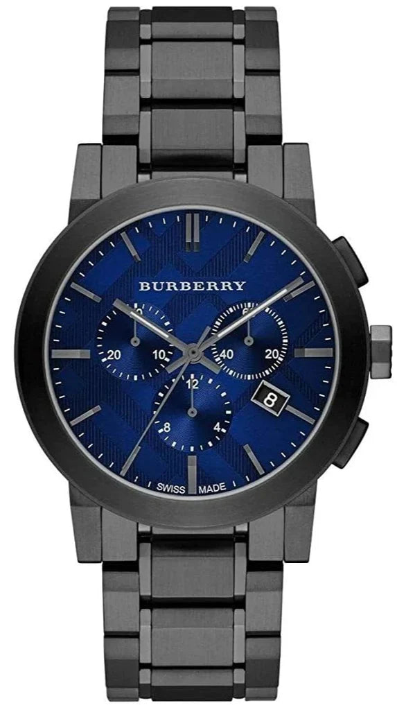 Burberry The City Chronograph Sub-Dials Blue Dial Dark Grey Ion-Plated Men's Watch BU9365