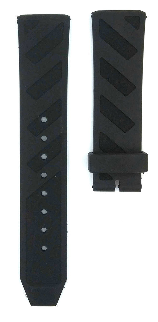Black rubber strap with Burberry diagonal pattern and replacement strap options