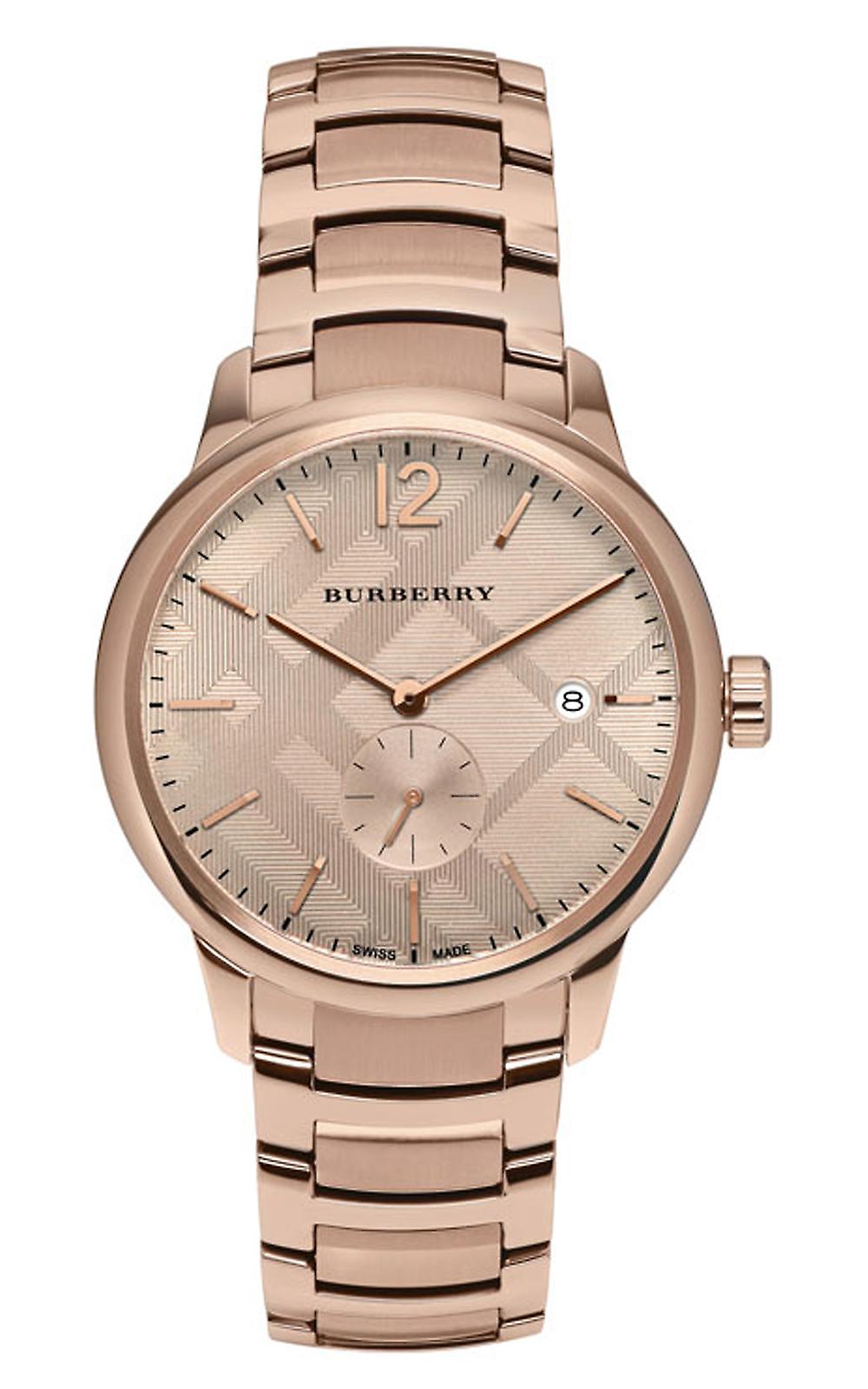 Burberry The Classic Small Seconds Rose Dial Rose Gold Stainless Steel Men's Watch BU10013