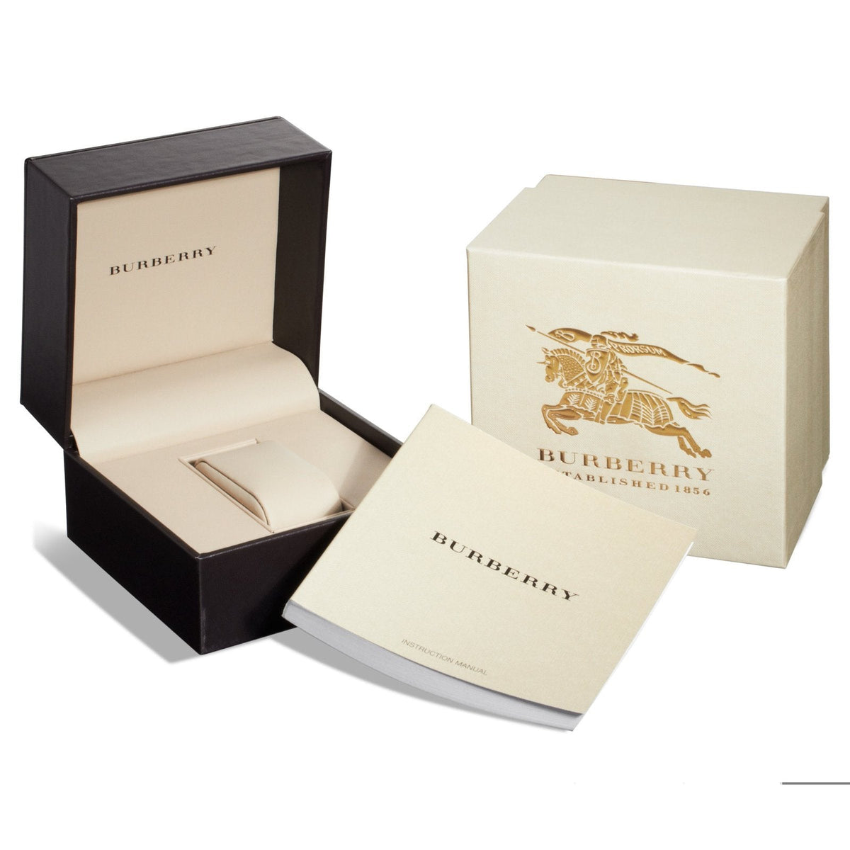 Burberry The Classic watch with black and cream branded boxes and documentation