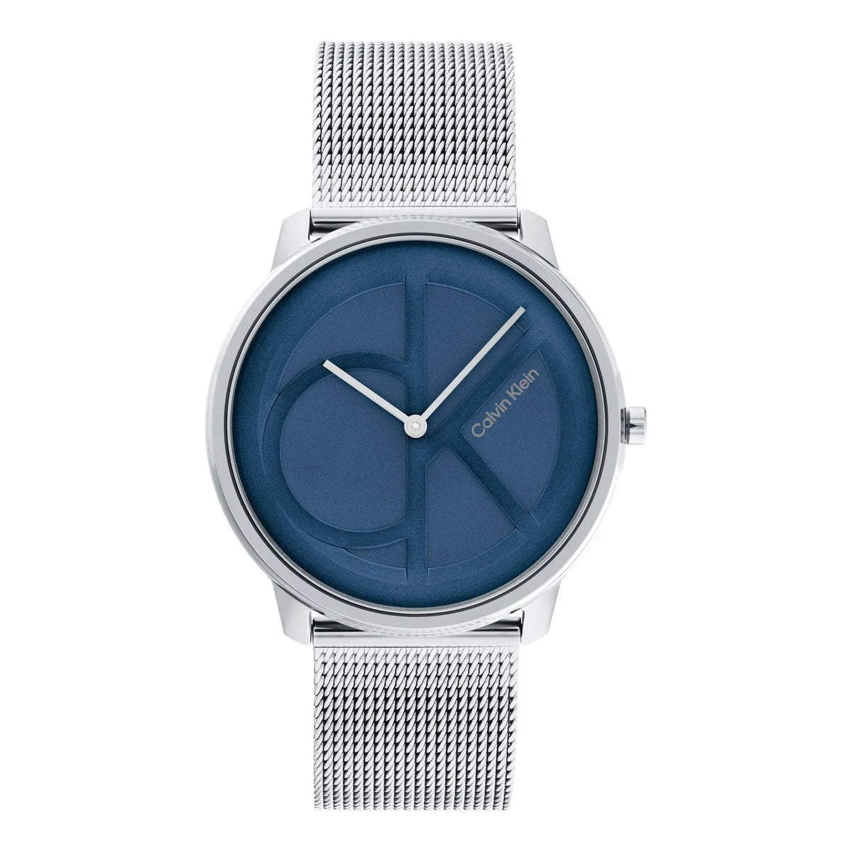 Calvin Klein Quartz Silver Mesh Blue Dial Unisex Watch 25200031