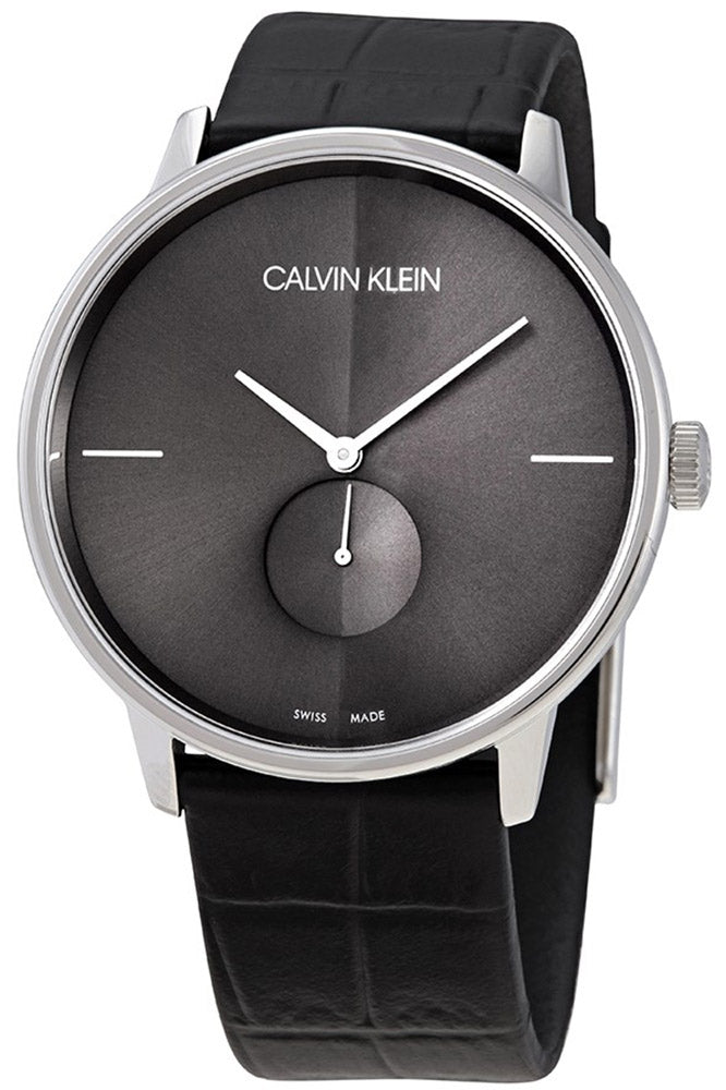 Calvin Klein Accent Quartz Black Dial Black Leather Men's Watch K2Y211c3