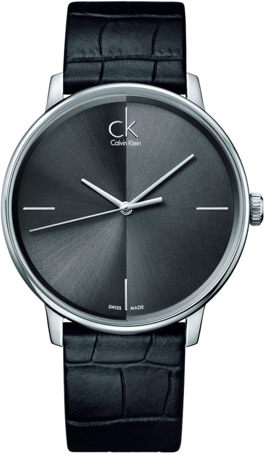 Calvin Klein Accent Black Dial Black Leather Strap Watch for Men - K2Y2X1C3