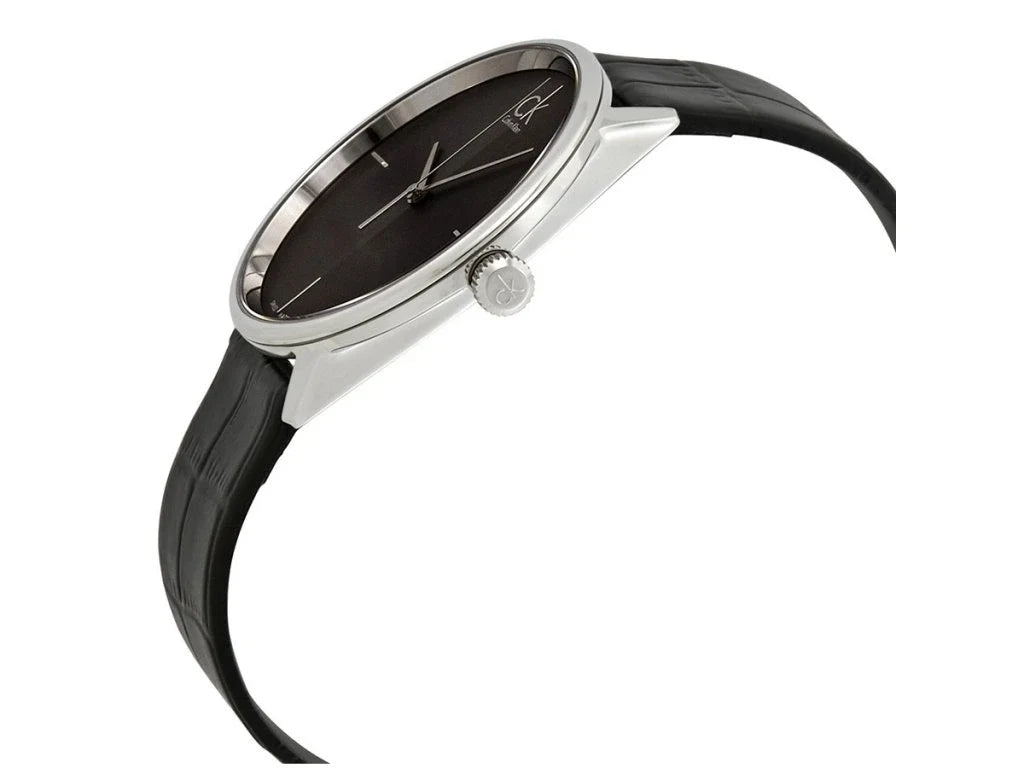 Calvin Klein Accent Black Dial Black Leather Strap Watch for Men - K2Y2X1C3