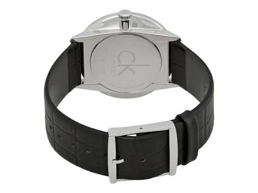 Calvin Klein Accent Black Dial Black Leather Strap Watch for Men - K2Y2X1C3