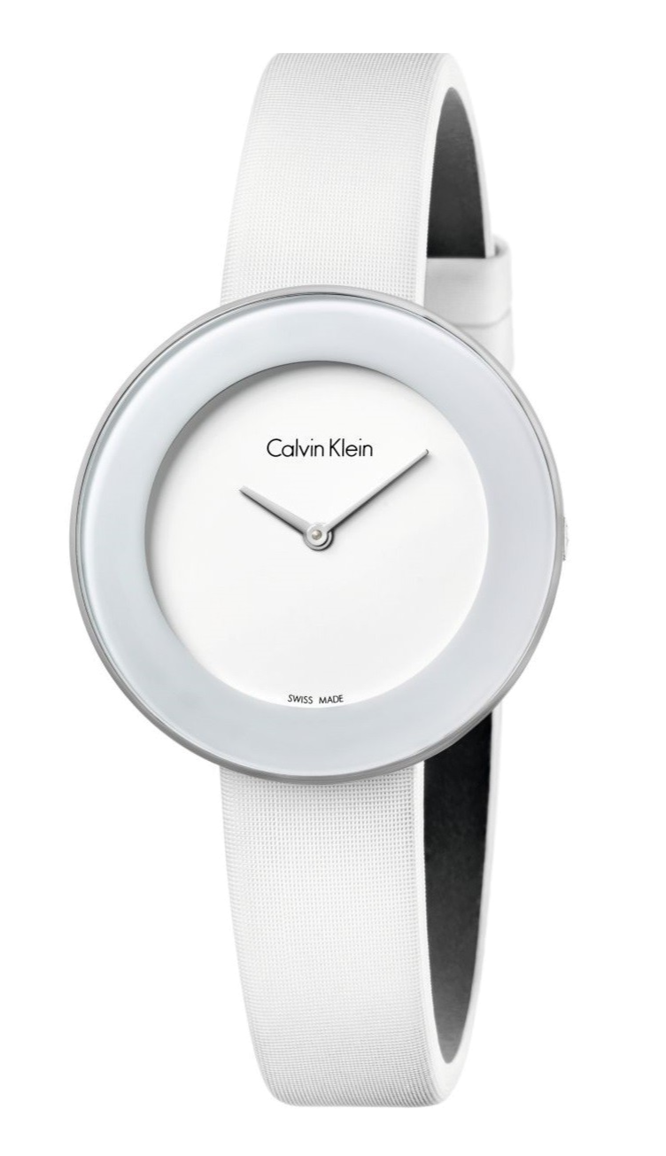 Calvin Klein Chic white women's watch with white strap and white dial