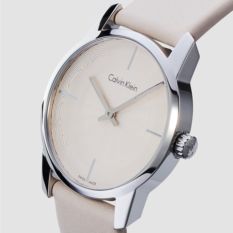 Calvin Klein City Quartz Beige Dial Ladies Watch K2G231XH