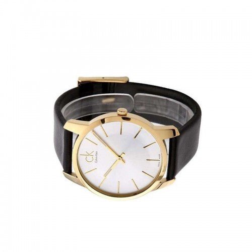 Calvin Klein City Silver Dial Black Leather Strap Watch For Women - K2G23520
