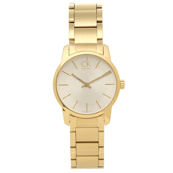 Calvin Klein City Silver Dial Yellow Gold-tone Ladies Watch K2G23546
