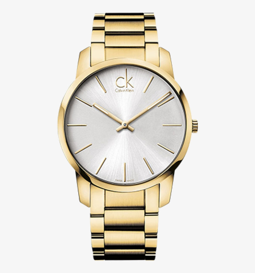 Calvin Klein City Silver Dial Yellow Gold-tone Ladies Watch K2G23546