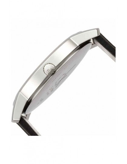 Side profile of Calvin Klein City watch showing case depth and crown