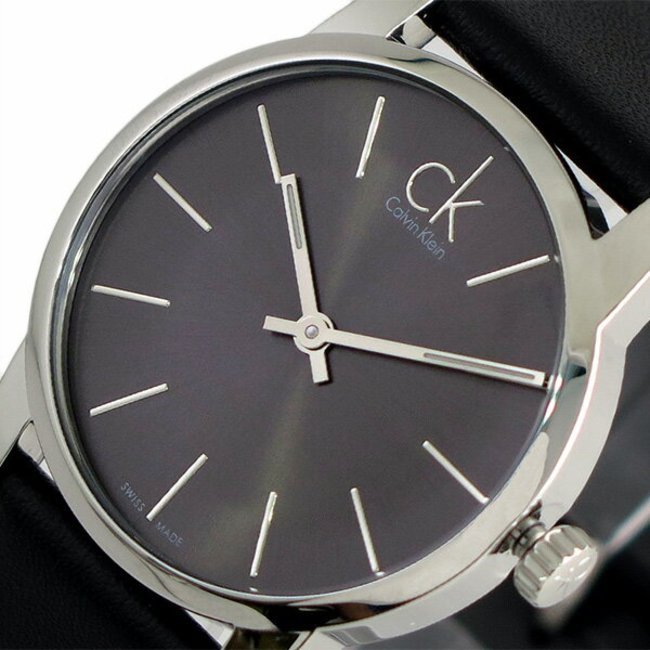 Calvin Klein City Lady Black Dial Black Leather Strap Watch K2G23107