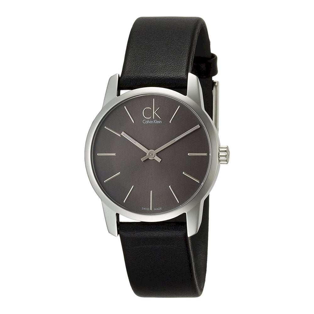 Calvin Klein City Lady Black Dial Black Leather Strap Watch K2G23107