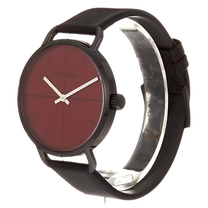 Calvin Klein Even Red Dial Balck Leather Watch K7B214CP