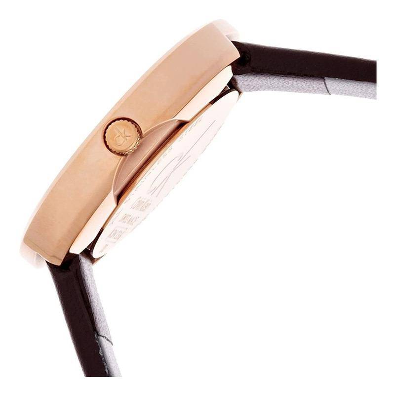 Calvin Klein Firm Silver Dial Ladies Brown Leather Watch K3N236G6