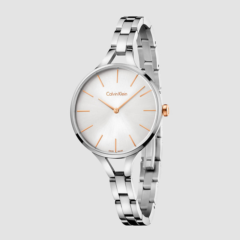 Calvin Klein Graphic Silver Dial Ladies Watch K7E23B46