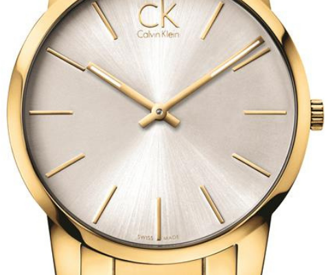 Calvin Klein Men's Swiss Made Quartz Gold Stainless Steel Silver Dial 43mm Watch K2G21546