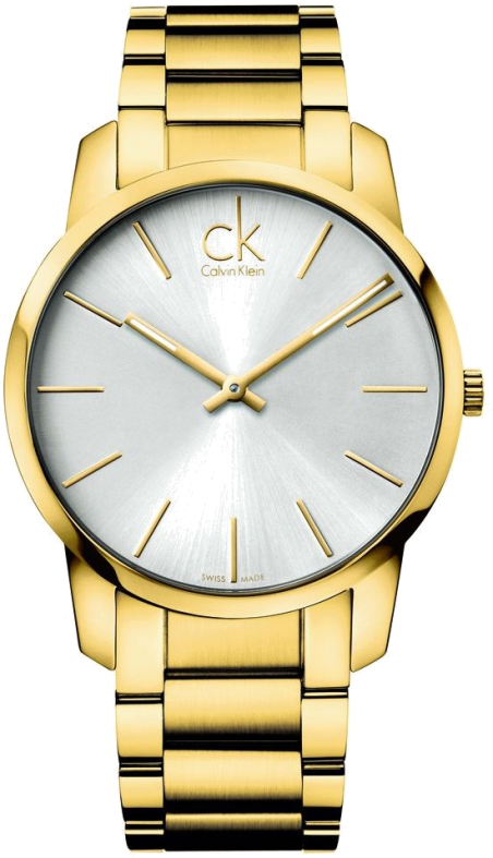 Calvin Klein Men's Swiss Made Quartz Gold Stainless Steel Silver Dial 43mm Watch K2G21546