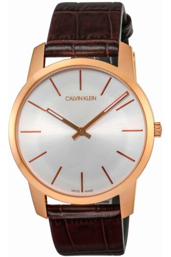 Calvin Klein Quartz Silver Dial Brown Leather Men's Watch - K2G21629