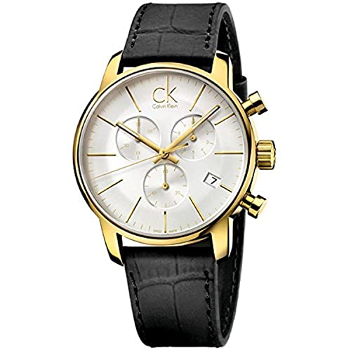Calvin Klein Chronograph City Silver Dial Black Leather Strap Men's Watch K2G275C6