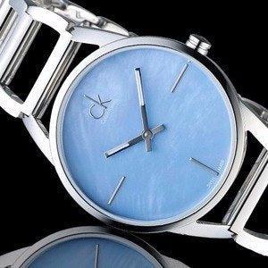 Calvin Klein Blue Mother of Pearl Dial Silver-Tone Band Ladies Watch K3G2312N