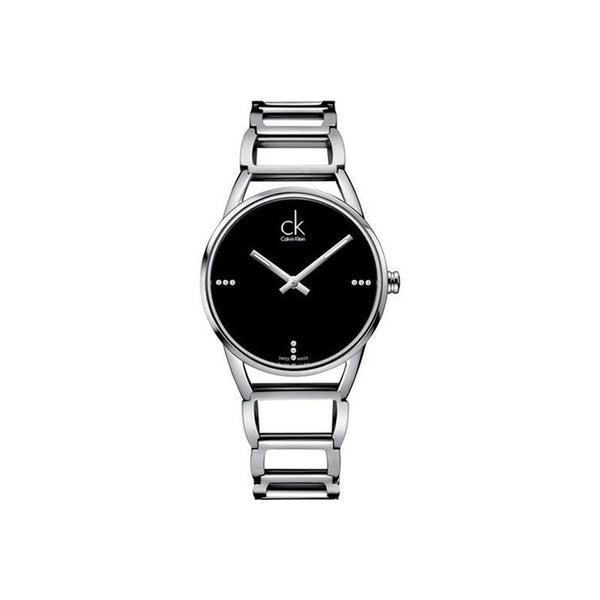 Calvin Klein K3G2312S women's analog watch with black face and stainless steel band