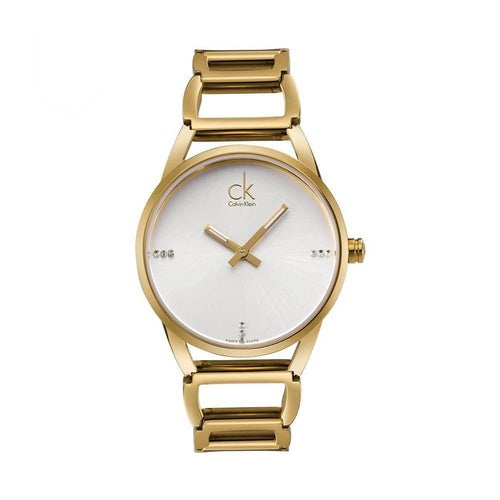 Calvin Klein K3G2352W women's minimalist watch white dial gold tone