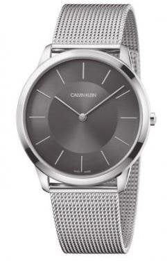 Calvin Klein ck Minimal watch angle view showing mesh strap and case profile