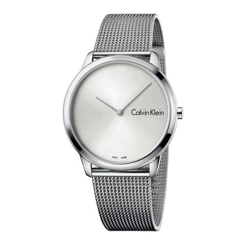 Calvin Klein Minimal K3M211Y6 watch with silver dial and mesh bracelet detail