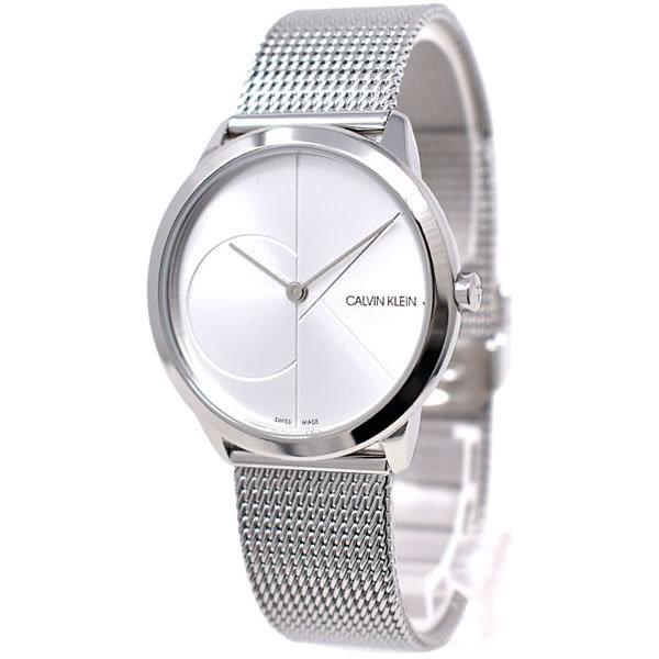 Calvin Klein Minimal K3M2212Z watch angled view with mesh strap