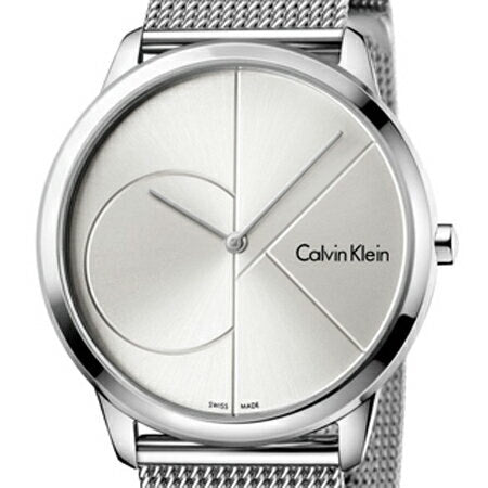 Calvin Klein K3M2212Z minimal watch with geometric sectioned silver dial