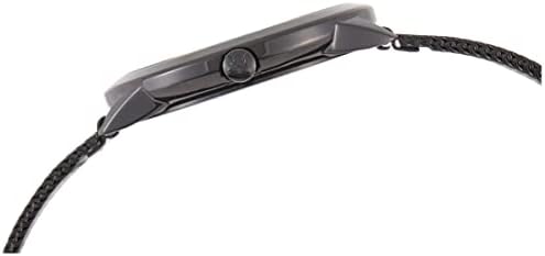 Calvin Klein minimalist black watch side profile showing thin case and black mesh band