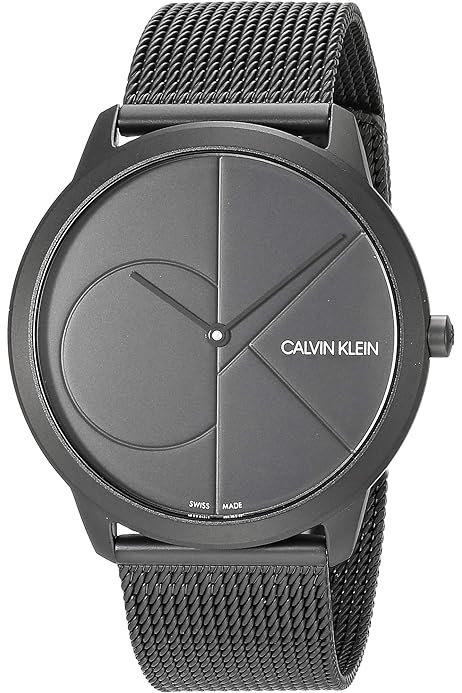 Calvin Klein Minimal Quartz Black Dial Milanese Stainless Steel Bracelet Mens Watch K3M5145X