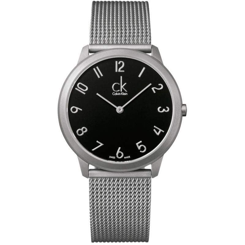 Calvin Klein K3M53151 Minimal women's watch with black dial and stainless steel mesh band