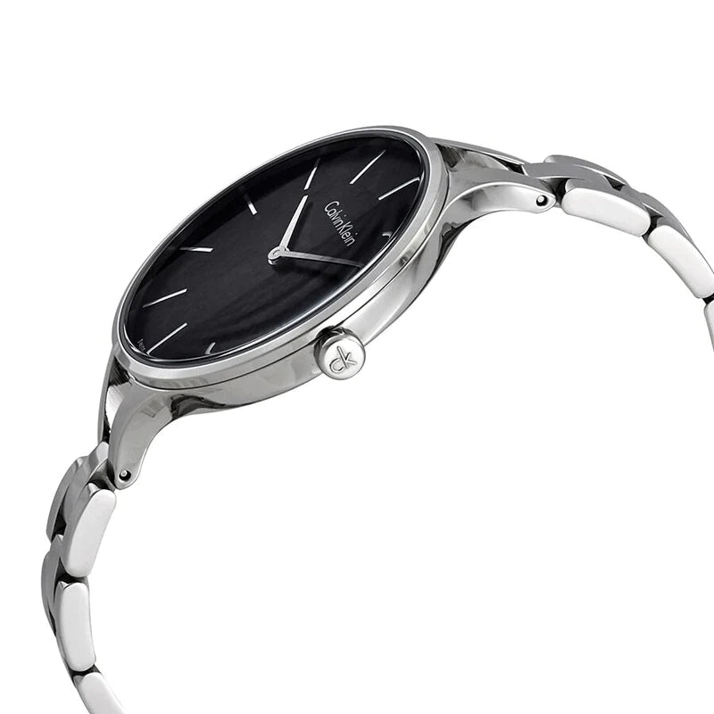 Calvin Klein Graphic Black Dial Ladies Bangle Watch K7E23141
