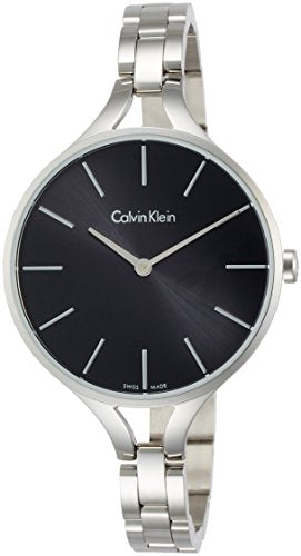 Calvin Klein Graphic Black Dial Ladies Bangle Watch K7E23141