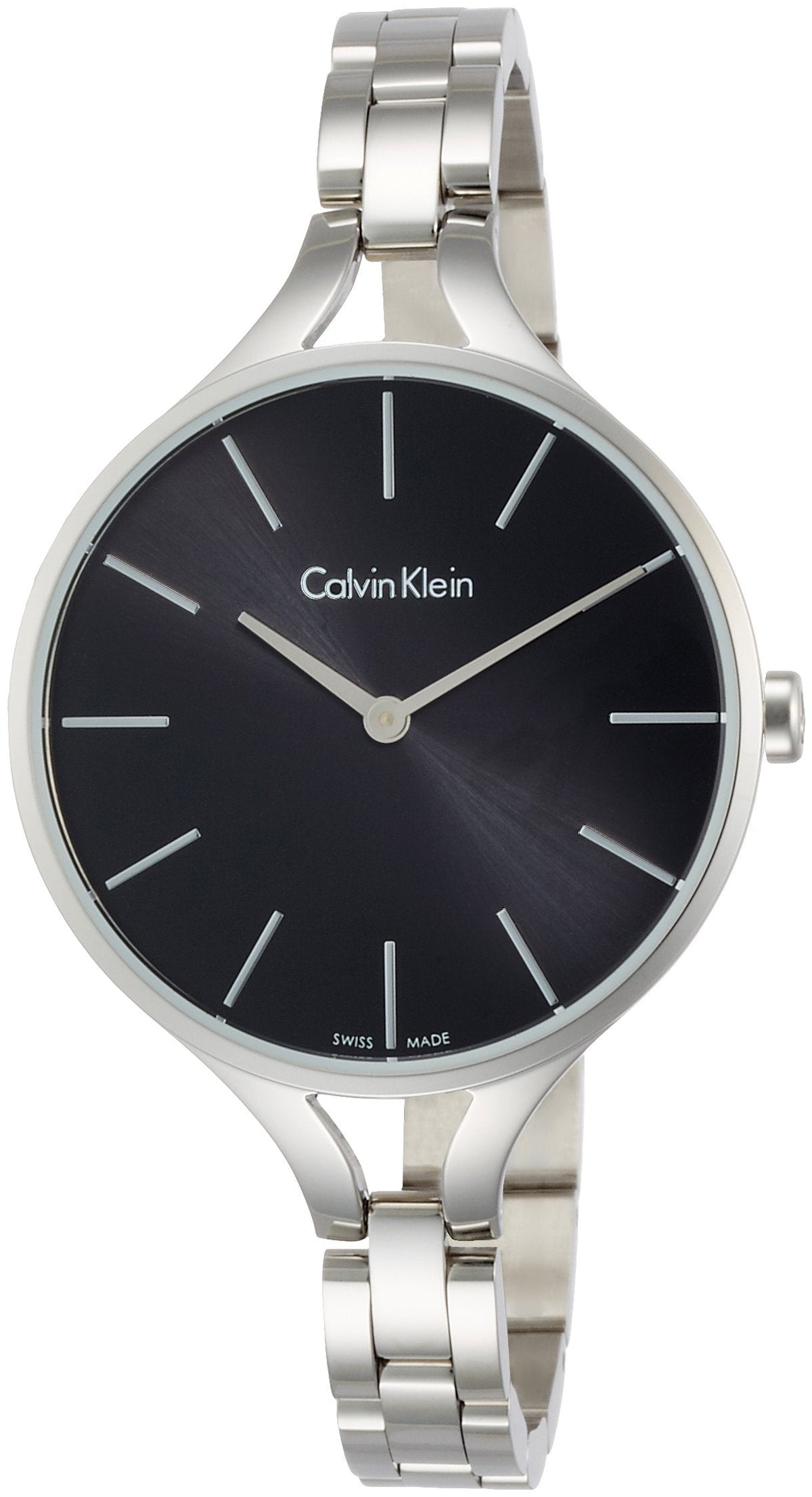 Calvin Klein Graphic Black Dial Ladies Bangle Watch K7E23141