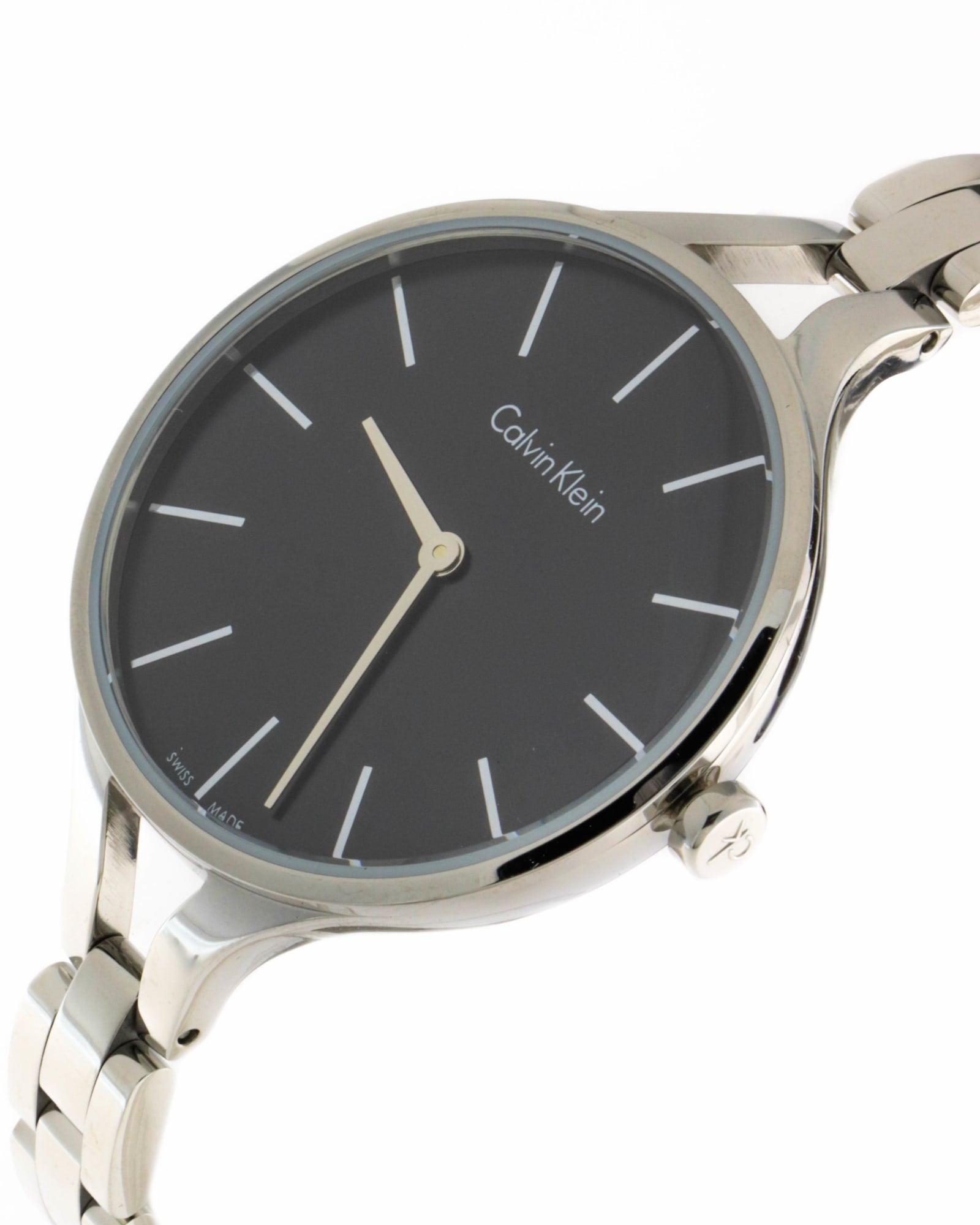 Calvin Klein Graphic Black Dial Ladies Bangle Watch K7E23141