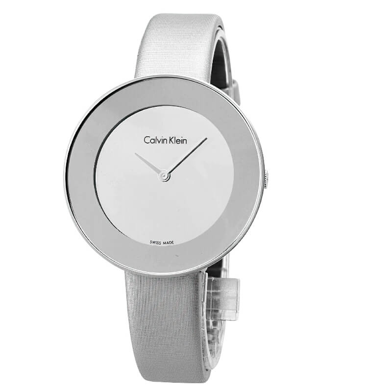 Calvin Klein Chic Silver Tone Leather Dial Women's Watch K7N23UP8