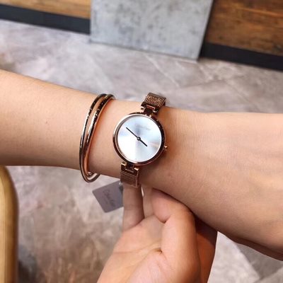 Rose gold women's watch displayed on wrist