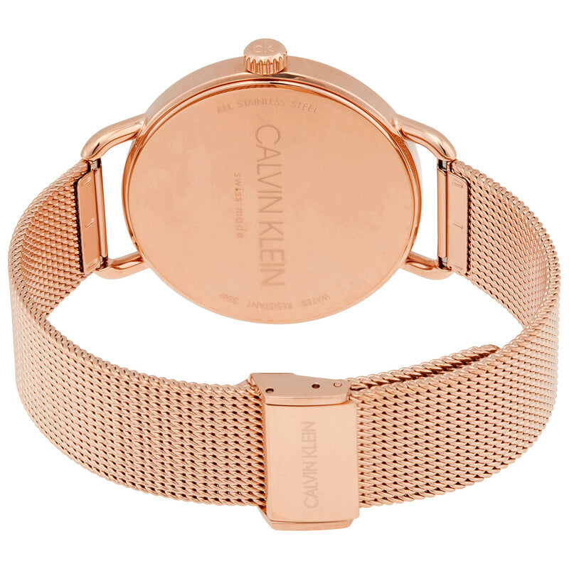 Rose-gold caseback and mesh bracelet of Calvin Klein K8M21626 watch