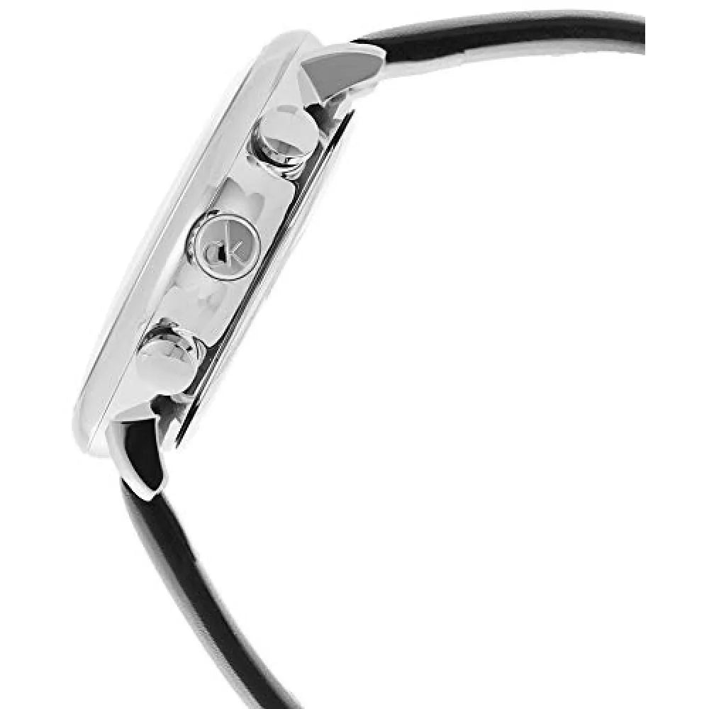 Calvin Klein K8M271C6 watch shown from side profile with chronograph pushers