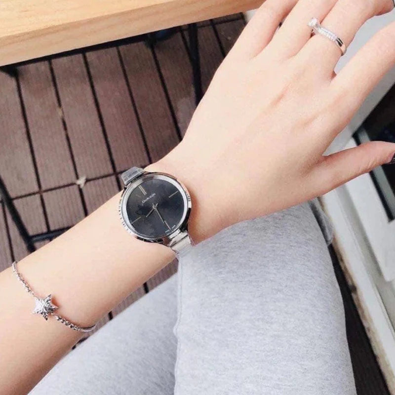 Calvin Klein LIVELY Steel Bracelet Black Pearl Dial Women's Watch K4U2312S
