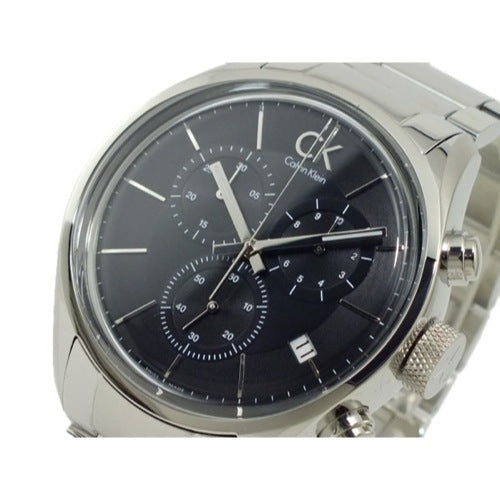 Calvin Klein Masculine chronograph watch dial detail with subdials and indices
