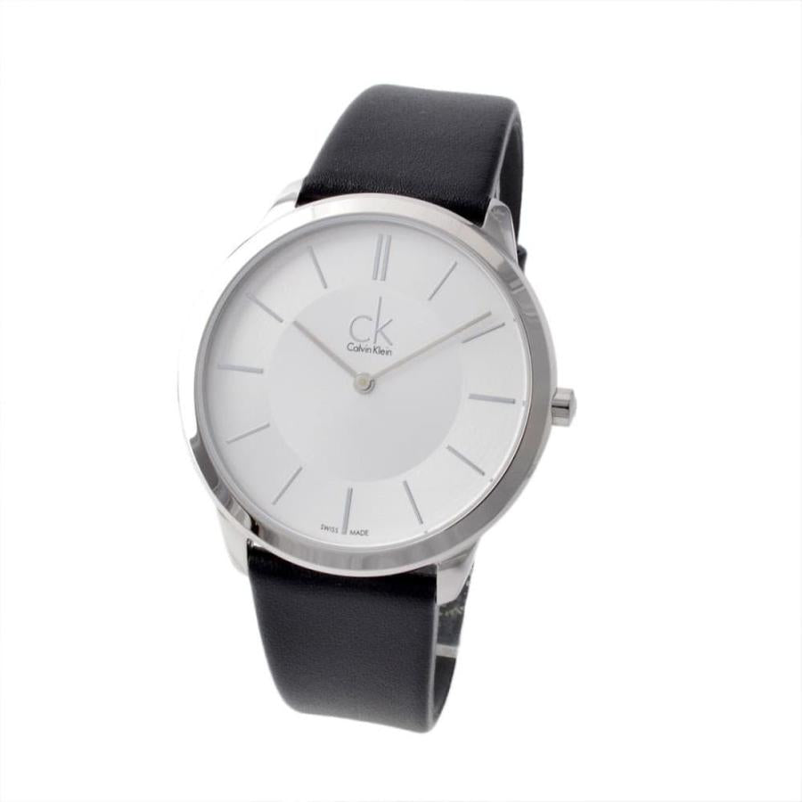 Calvin Klein Minimal K3M211C6 unisex watch with silver-tone dial and black strap